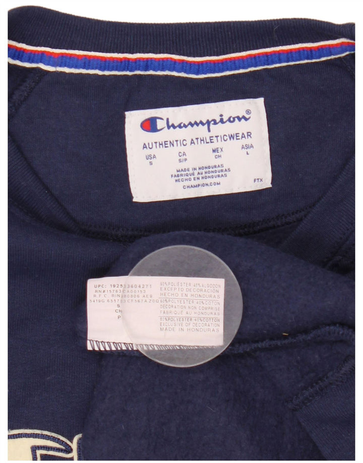 Champion Womens Graphic Oversized Φούτερ Jumper UK 10 Small Navy Blue