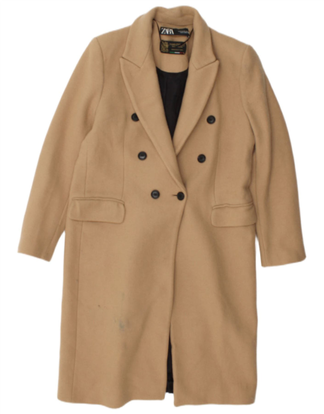 Zara Γυναικείο Παλτό με διπλό στήθος UK 14 Medium Beige Polyester