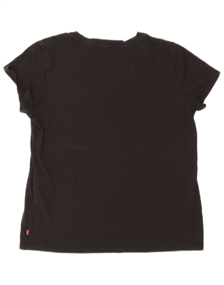 LEVI'S Womens Graphic T-Shirt Top UK 14 Medium Black Cotton