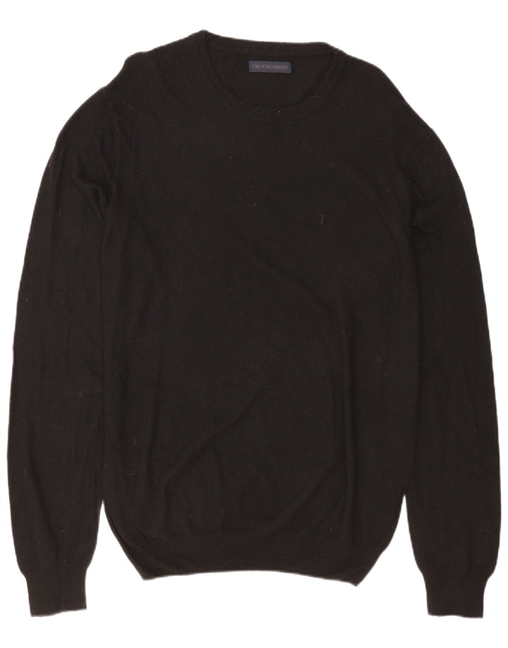 TRUSSARDI Ανδρικό πουλόβερ με λαιμόκαυστο, μεγάλο μαύρο πολυαμίδιο