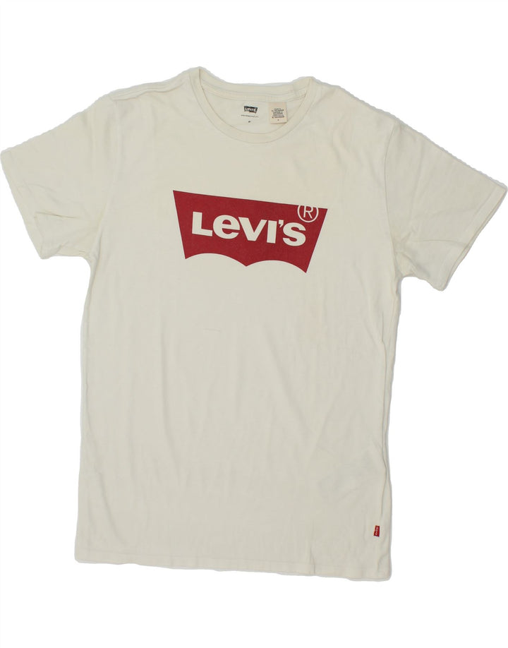 LEVI'S Womens Graphic T-Shirt Top UK 14 Medium White Cotton Vintage Levi's and Second-Hand Levi's from Messina Hembry 