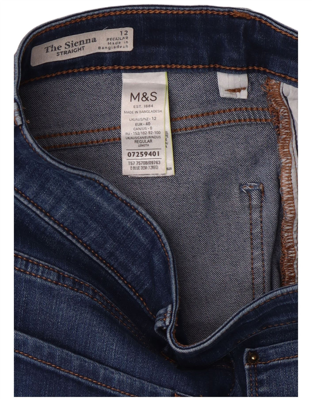 Marks & Spencer Γυναικεία The Sienna Straight Jeans UK 12 Medium W28 L29 Blue