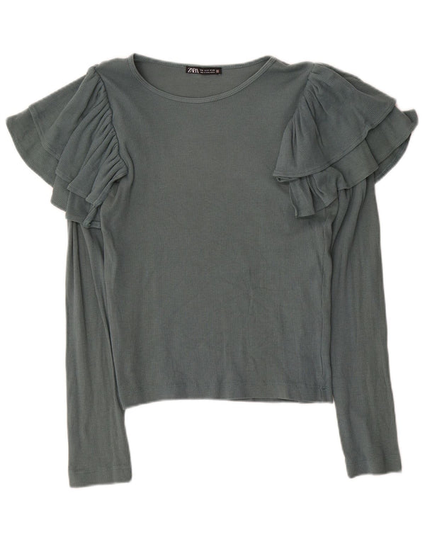 Zara γυναικείο τοπ μακρυμάνικο UK 12 Medium Grey