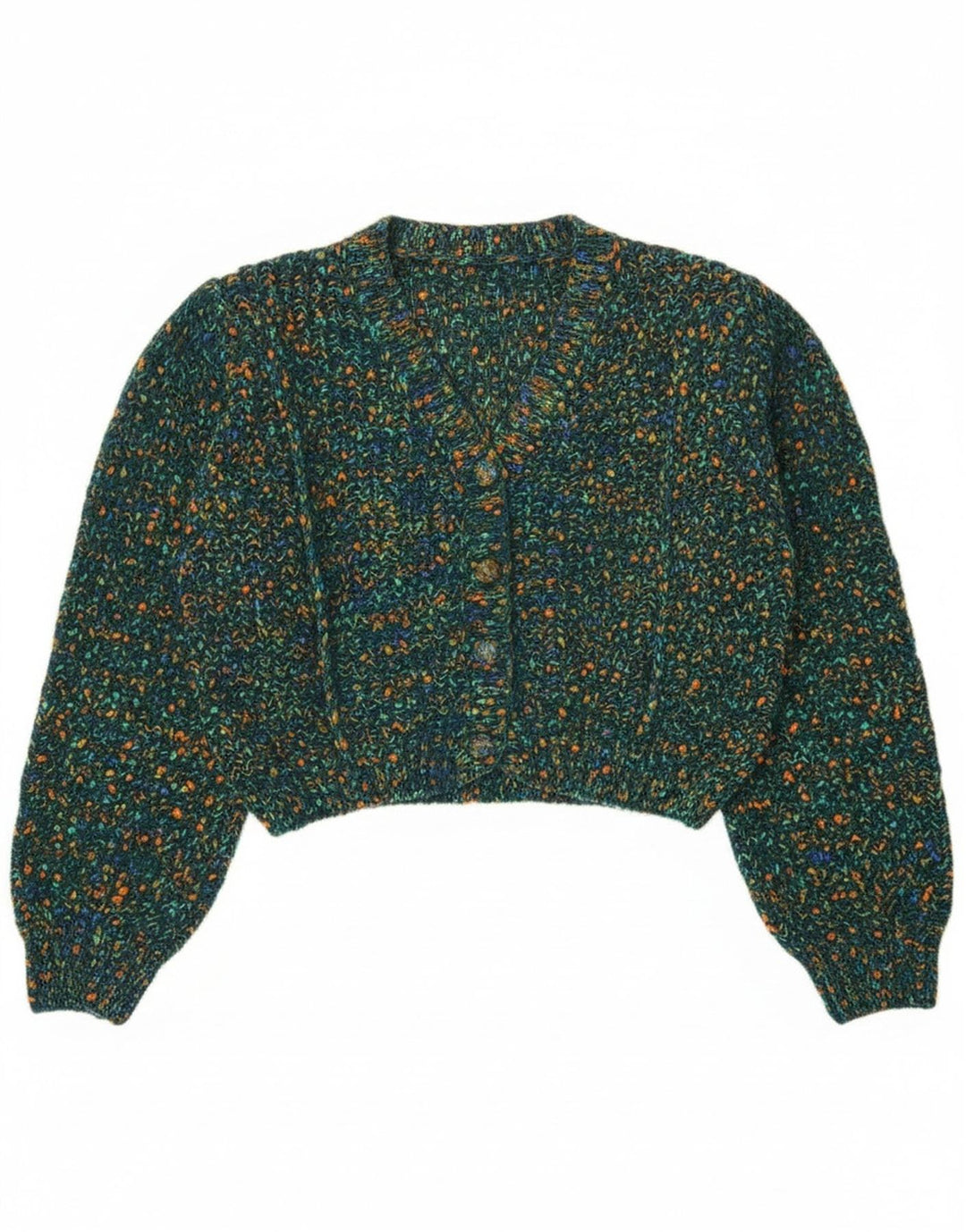 Γυναικείο Cider Crop Cardigan πουλόβερ UK 16 Large Green Flecked Polyester
