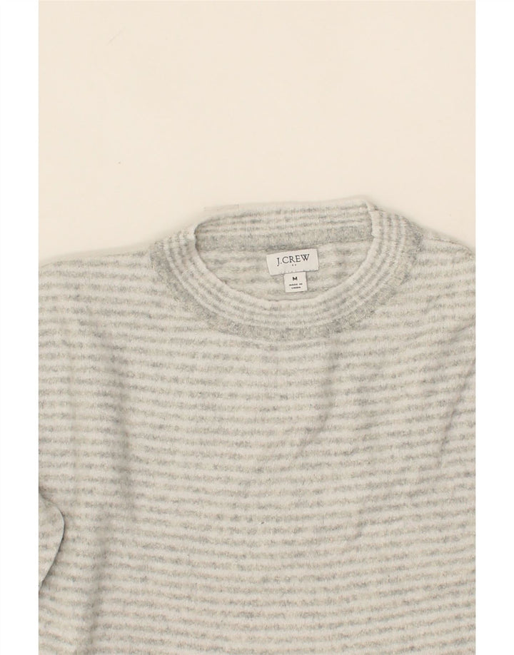 J. CREW Womens Crew Neck Jumper Sweater UK 14 Medium Grey Striped Vintage J. Crew and Second-Hand J. Crew from Messina Hembry 
