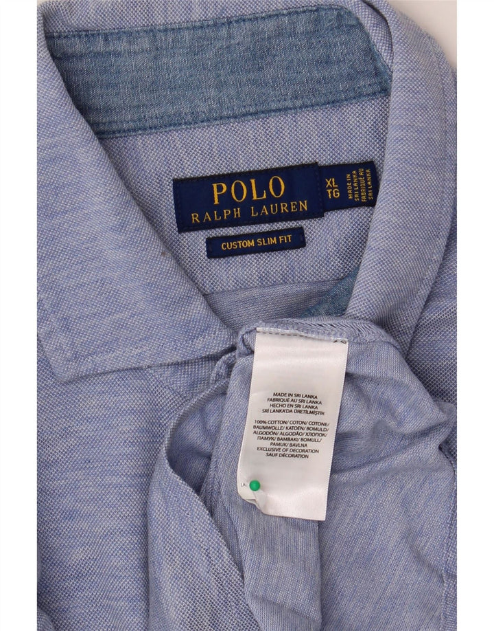 Polo Ralph Lauren Ανδρικό κοντομάνικο πουκάμισο με λεπτή εφαρμογή XL μπλε βαμβακερό