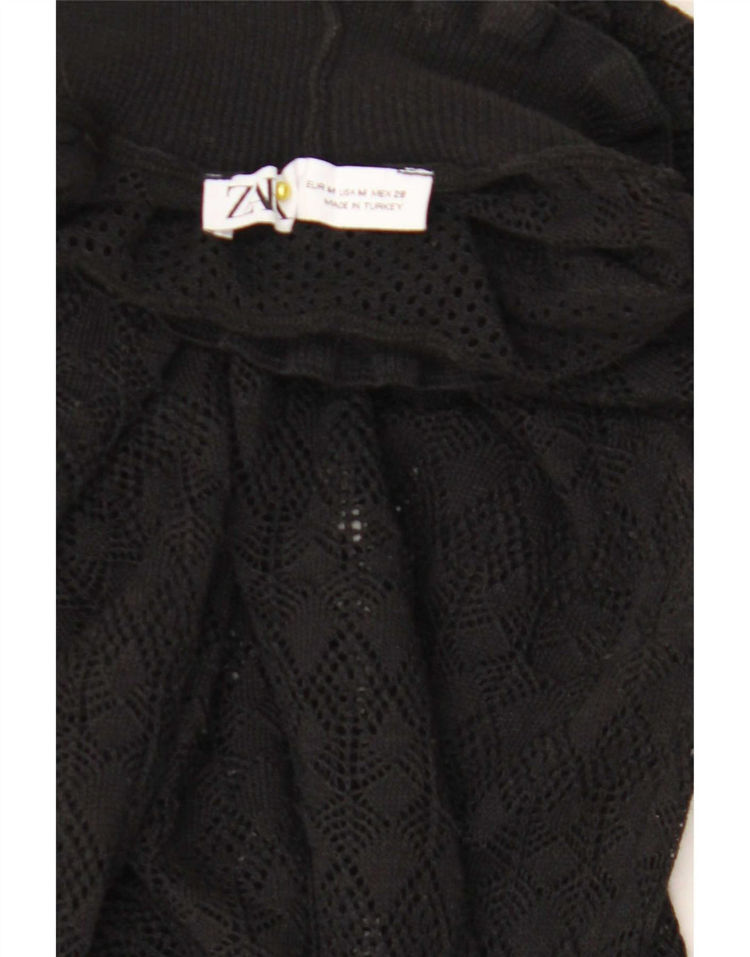 Γυναικείο πουλόβερ Zara See Through Turtle Neck Jumper UK 12 Medium Black