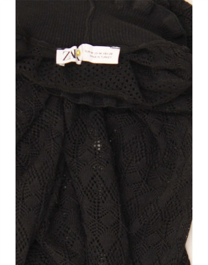 Γυναικείο πουλόβερ Zara See Through Turtle Neck Jumper UK 12 Medium Black