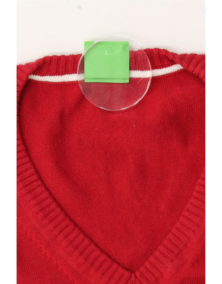 Ανδρικό πουλόβερ HUGO BOSS με γραφικό V λαιμόκοψη, μεγάλο κόκκινο χρώμα