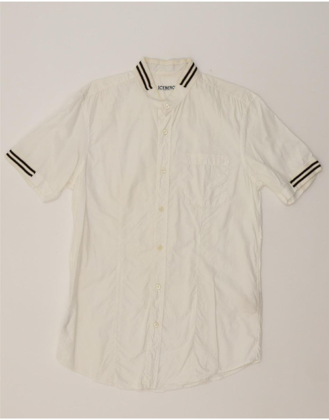 ICEBERG Mens Short Sleeve Shirt Large White Cotton Vintage Iceberg and Second-Hand Iceberg from Messina Hembry 