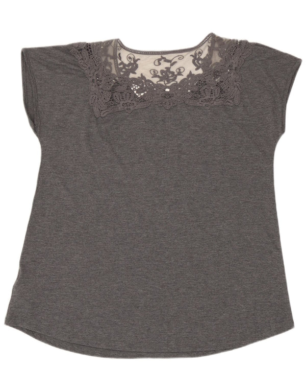 Γυναικεία μπλούζα Marks & Spencer Top UK 14 Large Grey Floral Polyester