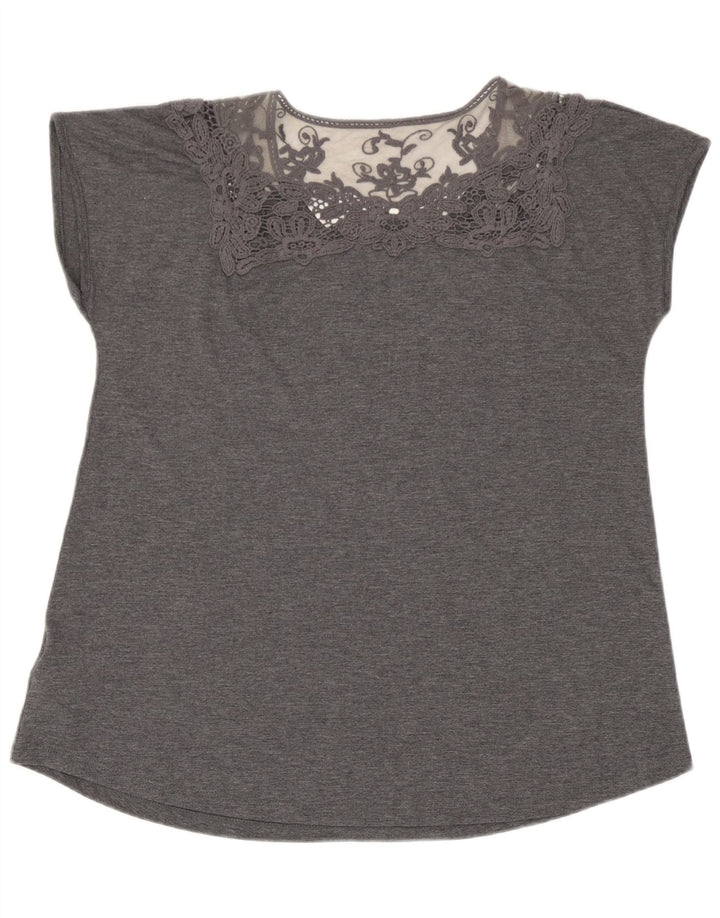 Γυναικεία μπλούζα Marks & Spencer Top UK 14 Large Grey Floral Polyester