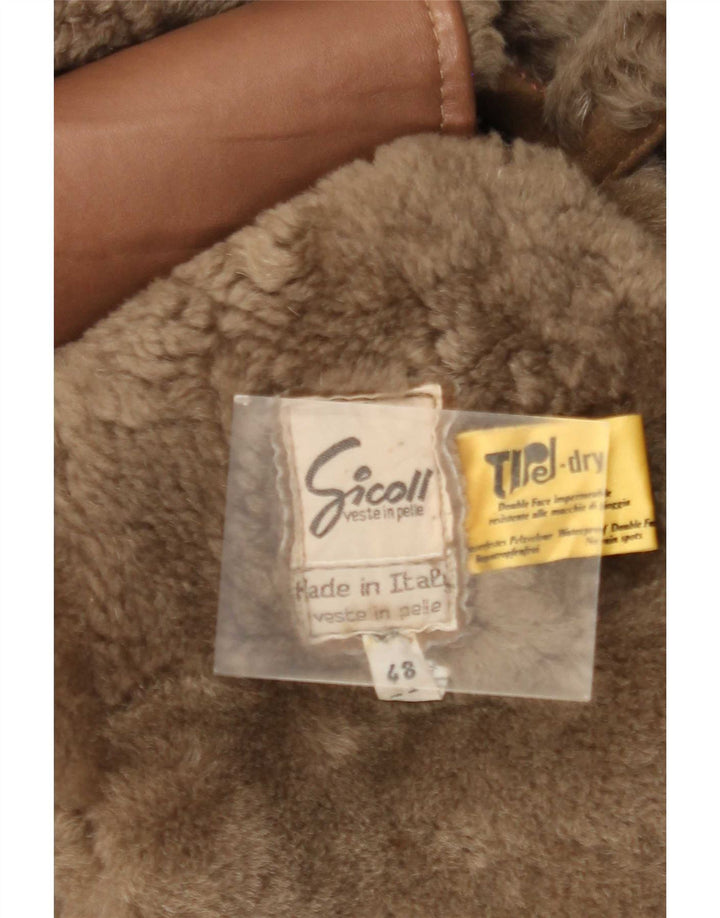 Vintage Ανδρικό Πανωφόρι Shearling Δερμάτινο IT 48 Μεσαίου καφέ