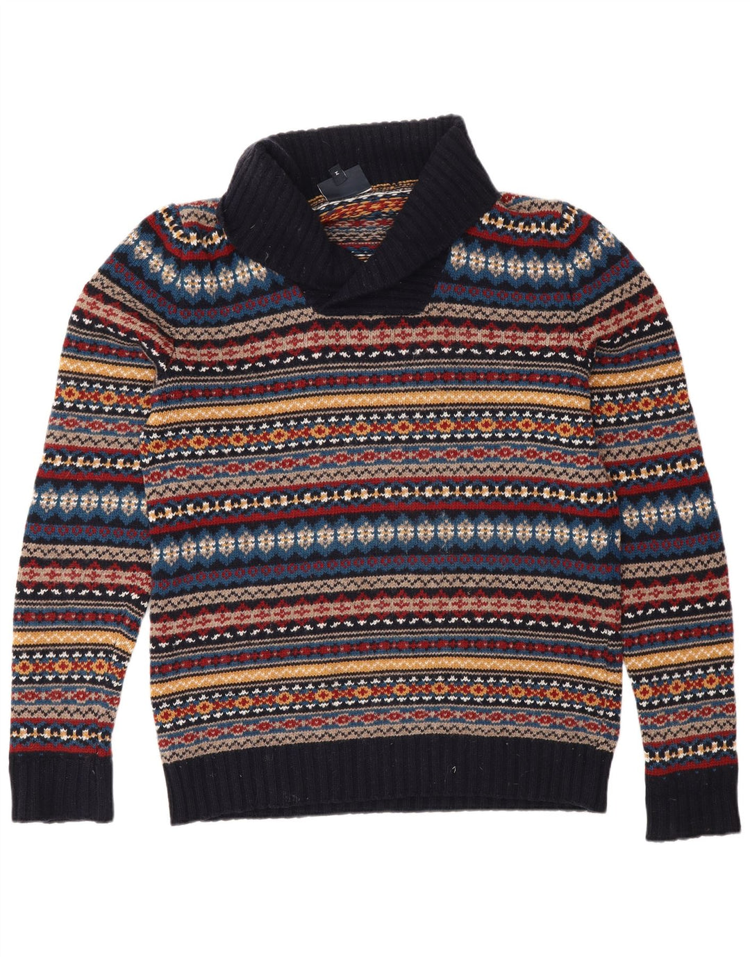 Ανδρικό πουλόβερ John Lewis με σάλι με λαιμόκοψη Medium Navy Blue Fair Isle