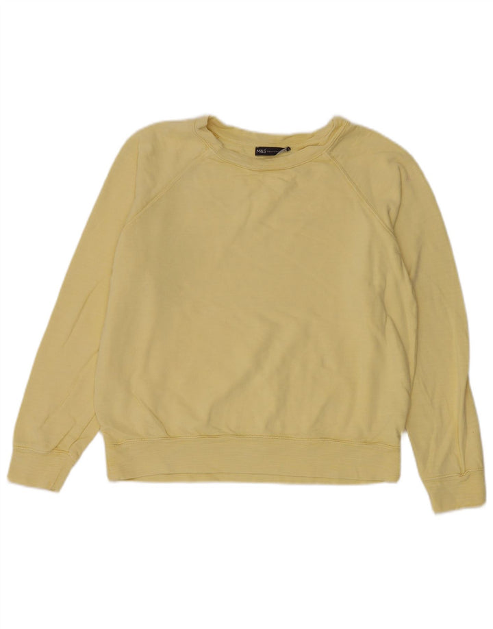 Marks & Spencer Γυναικεία Φούτερ Jumper UK 14 Μεγάλο Κίτρινο Βαμβακερό