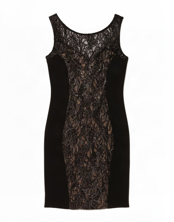 Warehouse Γυναικείο Αμάνικο Δαντελένιο Bodycon Φόρεμα UK 10 Small Black Floral
