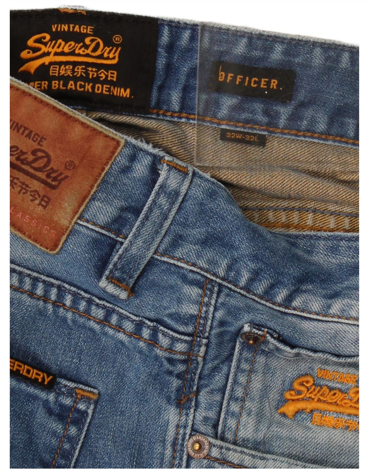 SUPERDRY Γυναικείο τζιν Officer ίσιο W32 L32 Μπλε βαμβακερό