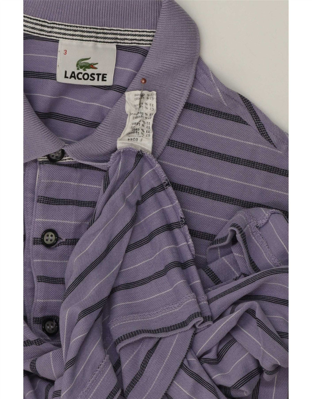 Ανδρικό μπλουζάκι πόλο Lacoste, μέγεθος 3, μικρό μωβ ριγέ Lyocell