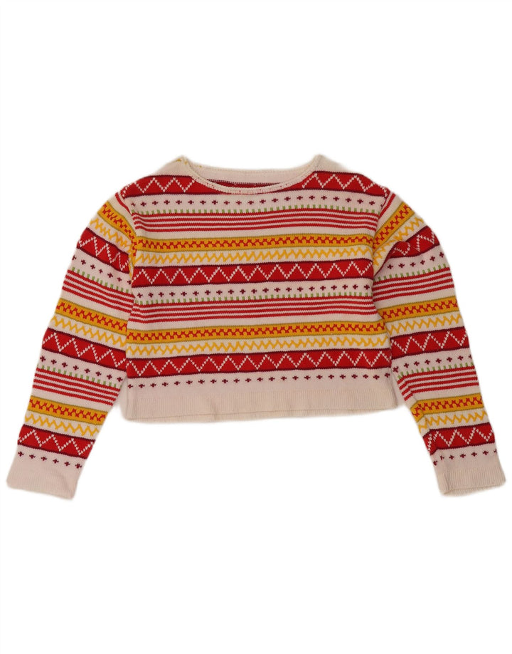 Vintage γυναικείο πουλόβερ με λαιμόκαυμα UK 12 Medium πολύχρωμο