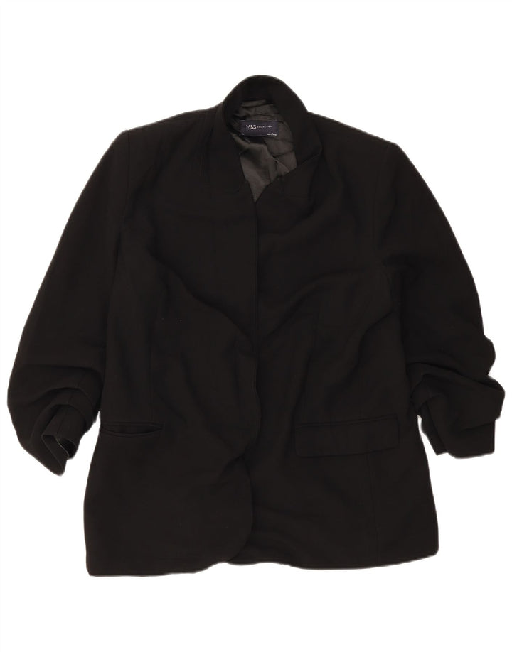 Marks & Spencer Γυναικείο Open Blazer Jacket UK 14 Large Black Polyester