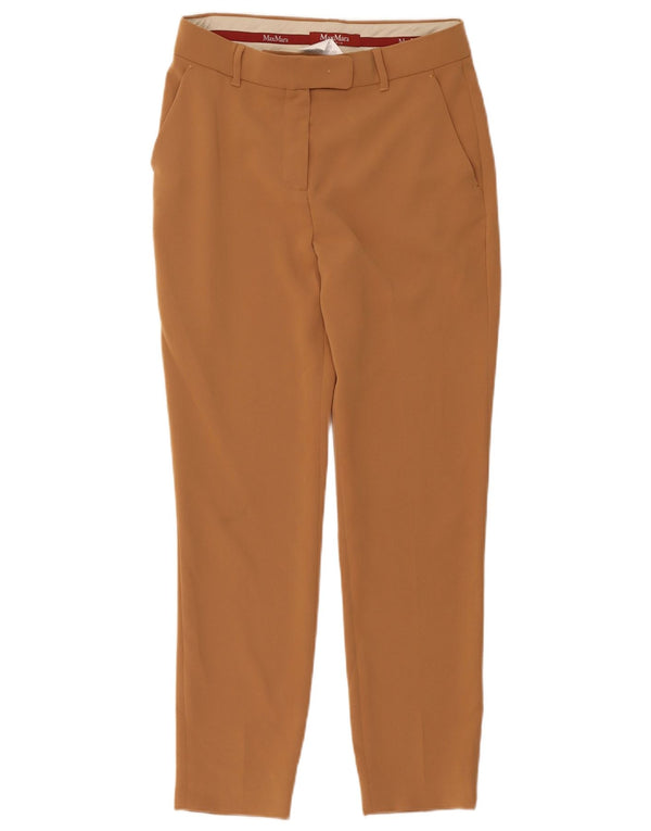 Max Mara Γυναικείο Crop Παντελόνι UK 8 Small W30 L25 Beige Acetate