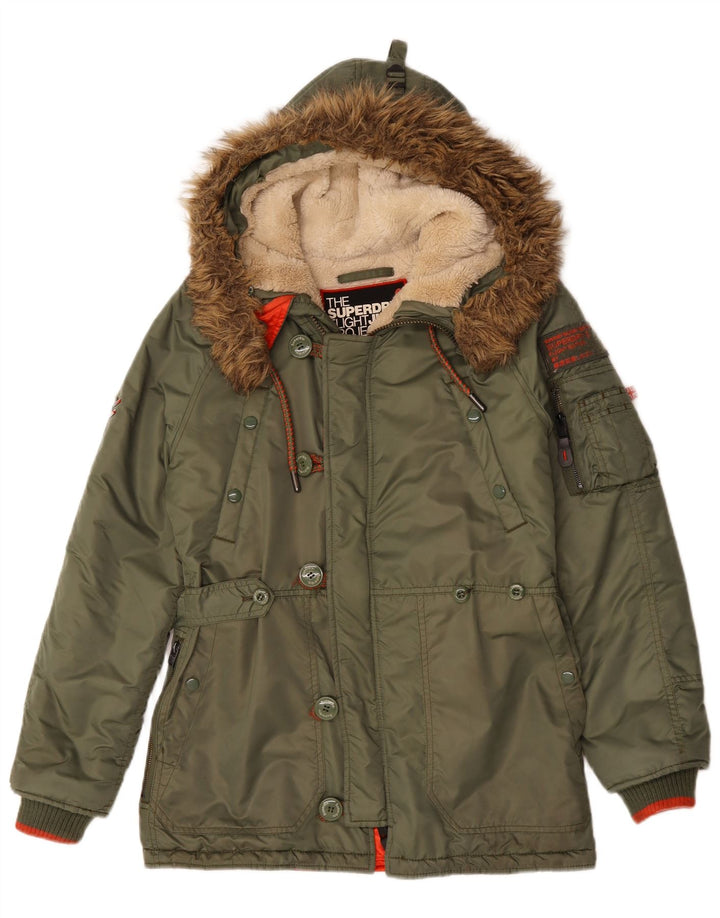 Ανδρικό μπουφάν Parka με κουκούλα SUPERDRY UK 36 Small Green Nylon