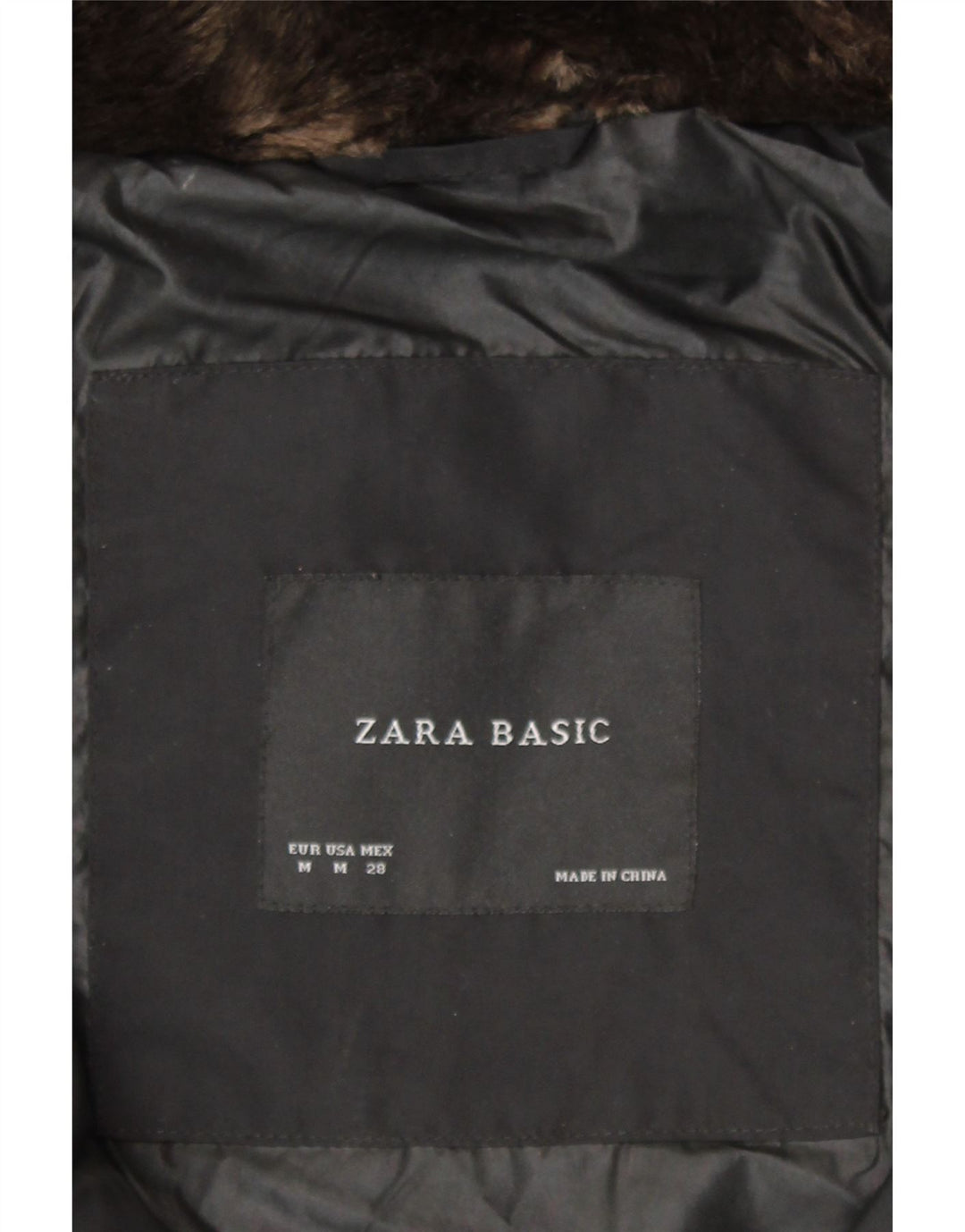 Zara Γυναικείο μπουφάν με κουκούλα με επένδυση UK 14 Μεσαίο μαύρο πολυεστέρα