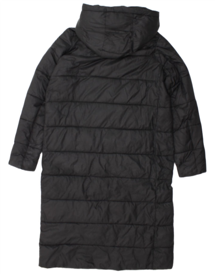 Zara Γυναικείο παλτό με κουκούλα UK 14 Medium Black Nylon