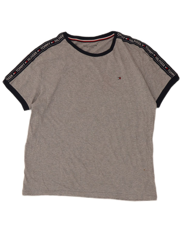Ανδρικό γραφικό μπλουζάκι Tommy Hilfiger Top Large Grey Colourblock Βαμβακερό