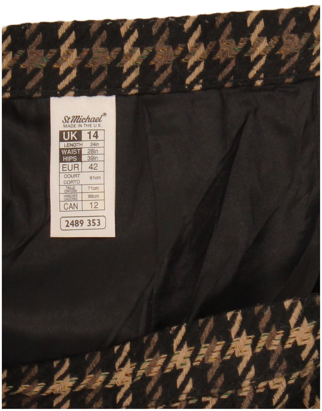 Marks & Spencer Γυναικεία Pencil Φούστα UK 14 Medium W28 Brown Check Acrylic