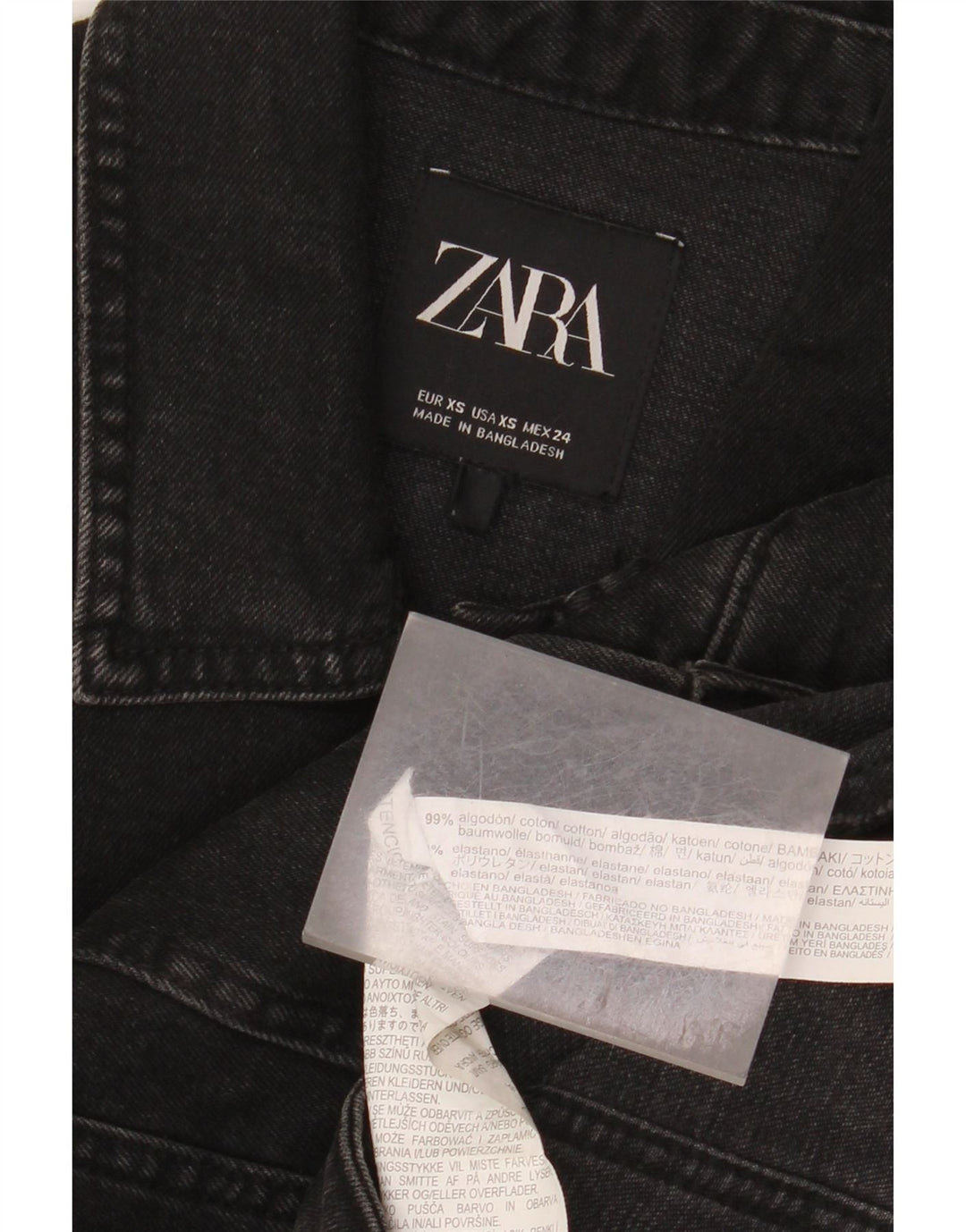 Zara Γυναικείο Τζιν Μπουφάν UK 6 XS Μαύρο Βαμβακερό
