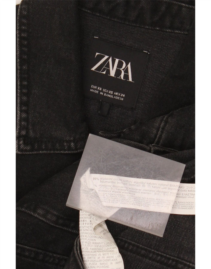 Zara Γυναικείο Τζιν Μπουφάν UK 6 XS Μαύρο Βαμβακερό