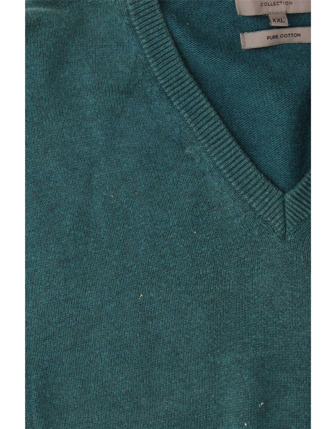 Ανδρικό πουλόβερ Marks & Spencer με V λαιμόκοψη 2XL Μπλε βαμβακερό