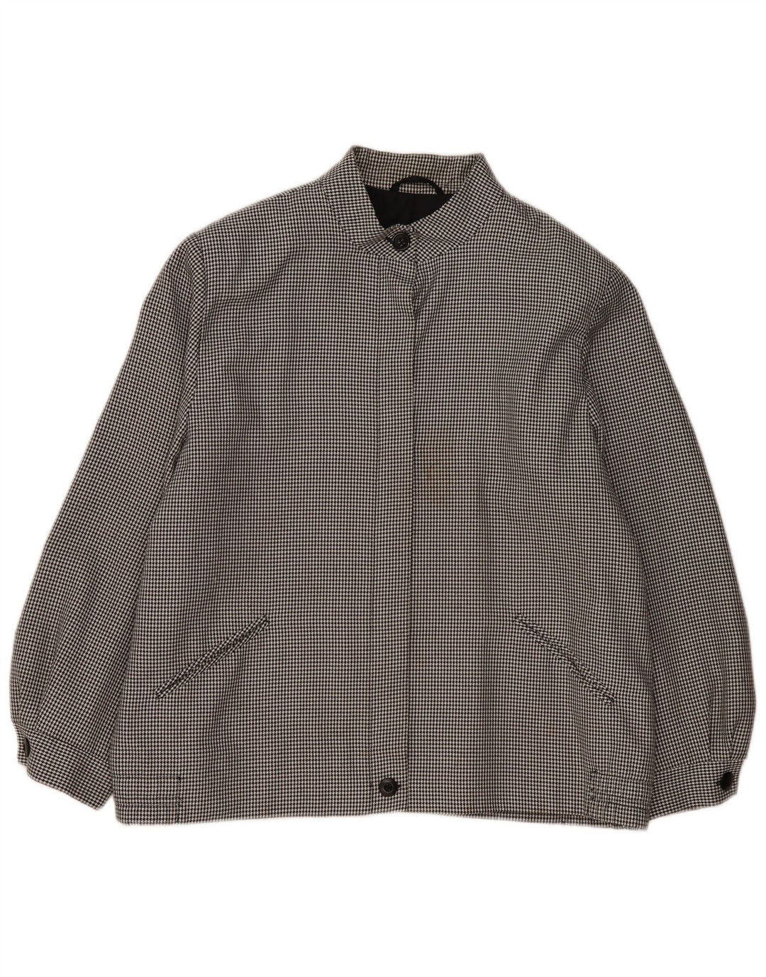 Vintage Γυναικείο Bomber Jacket UK 20 2XL Μαύρο Houndstooth Πολυεστέρας