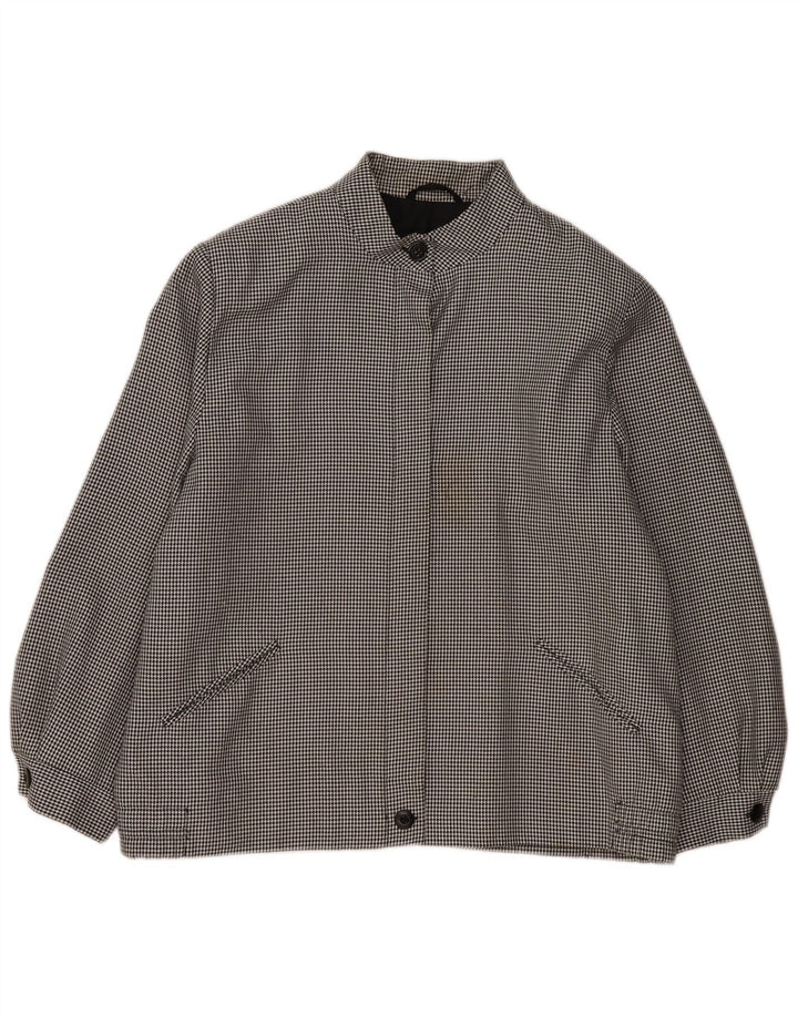 Vintage Γυναικείο Bomber Jacket UK 20 2XL Μαύρο Houndstooth Πολυεστέρας