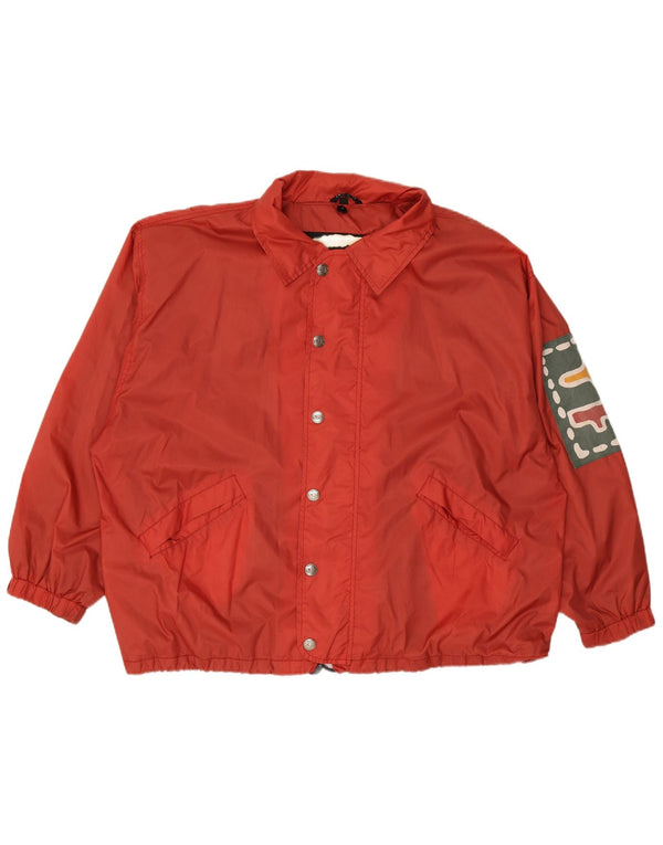 VINTAGE Ανδρικό γραφικό μπουφάν βροχής UK 44 2XL Red Nylon