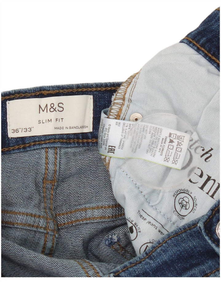 Marks & Spencer Ανδρικό Slim Jeans W36 L33 Blue Cotton