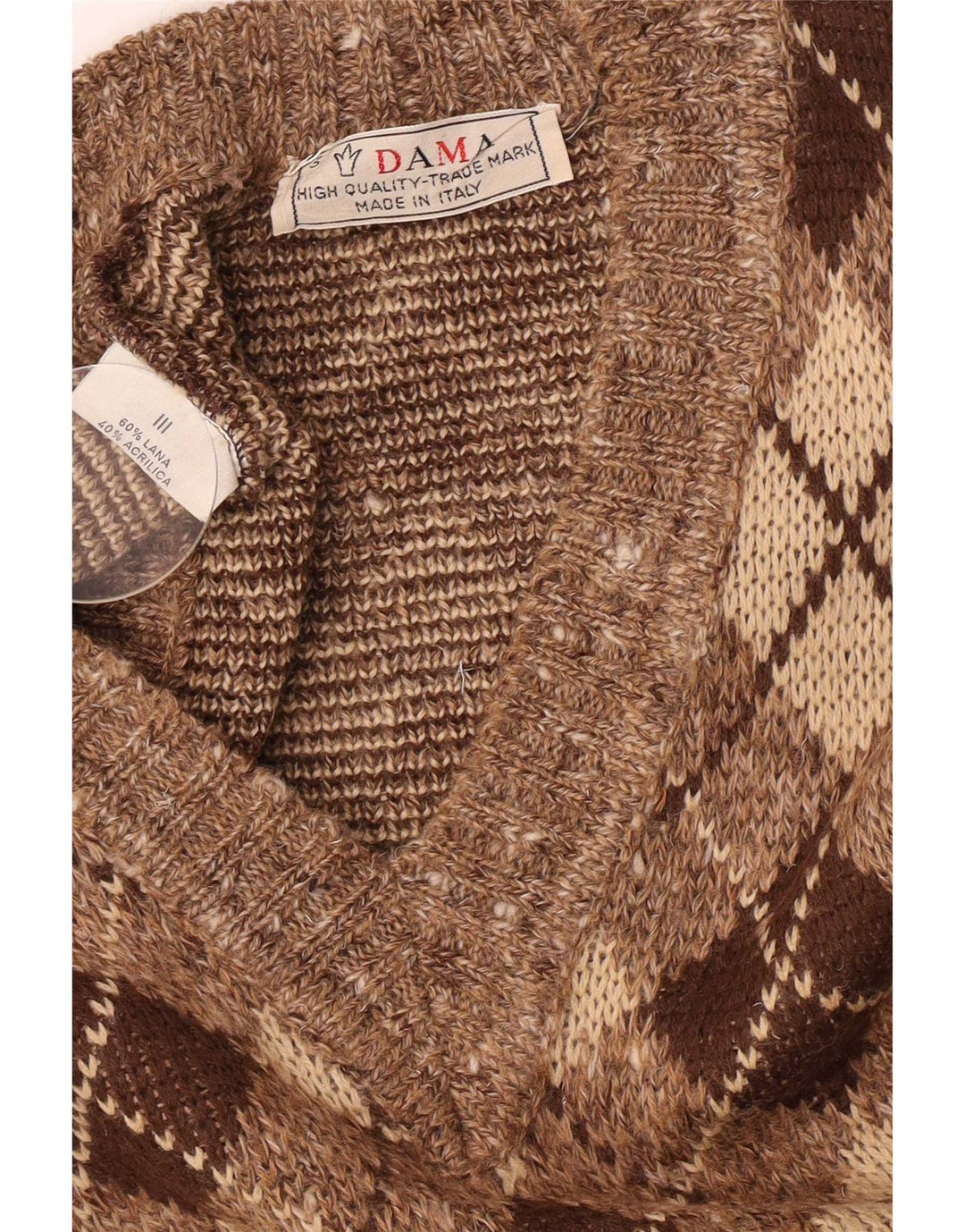Ανδρικό γιλέκο Dama Tank Top Μικρό καφέ Argyle/Diamond Wool