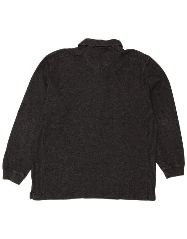 Ανδρικό μακρυμάνικο μπλουζάκι πόλο IZOD XL μαύρο βαμβακερό