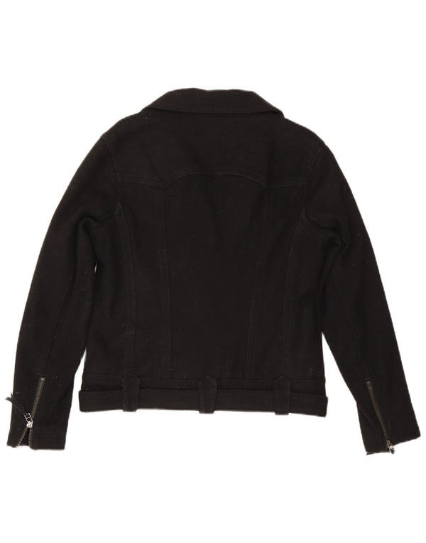 Levi's Womens Biker Jacket UK 14 Medium Black Wool
