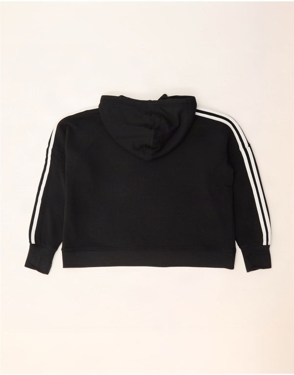 Γυναικεία Adidas Crop Oversized Hoodie Jumper UK 12 μεσαίο μαύρο βαμβακερό