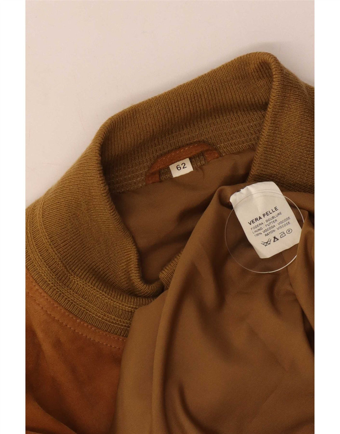 Vintage Ανδρικό Suede Bomber Jacket IT 62 6XL Καφέ Δερμάτινο