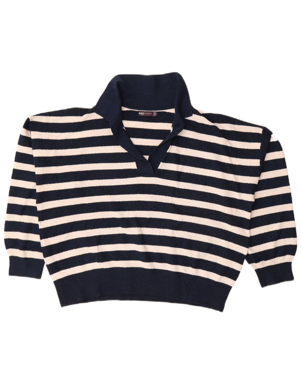 Marks & Spencer γυναικείο πουλόβερ με λαιμό πόλο UK 16 Large Navy Blue