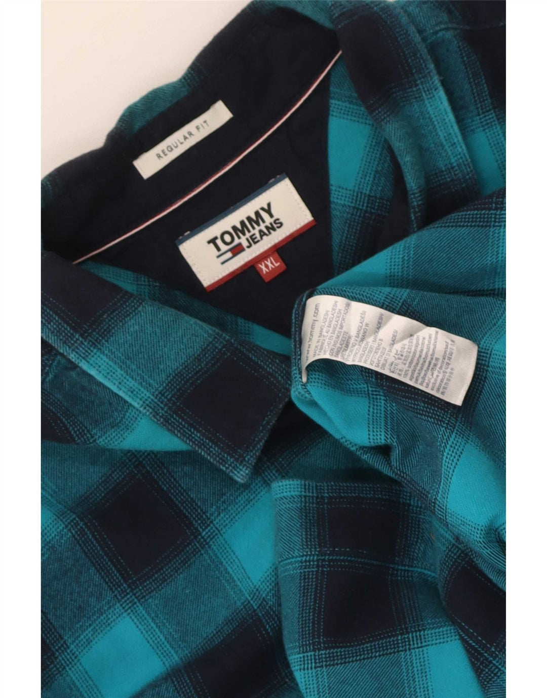Tommy Hilfiger Ανδρικό πουκάμισο με κανονική εφαρμογή φανέλα 2XL Μπλε βαμβακερό