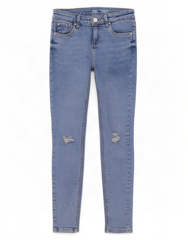 C & A Boys Distressed Skinny Jeans 10-11 ετών W26 L25 Μπλε βαμβακερό