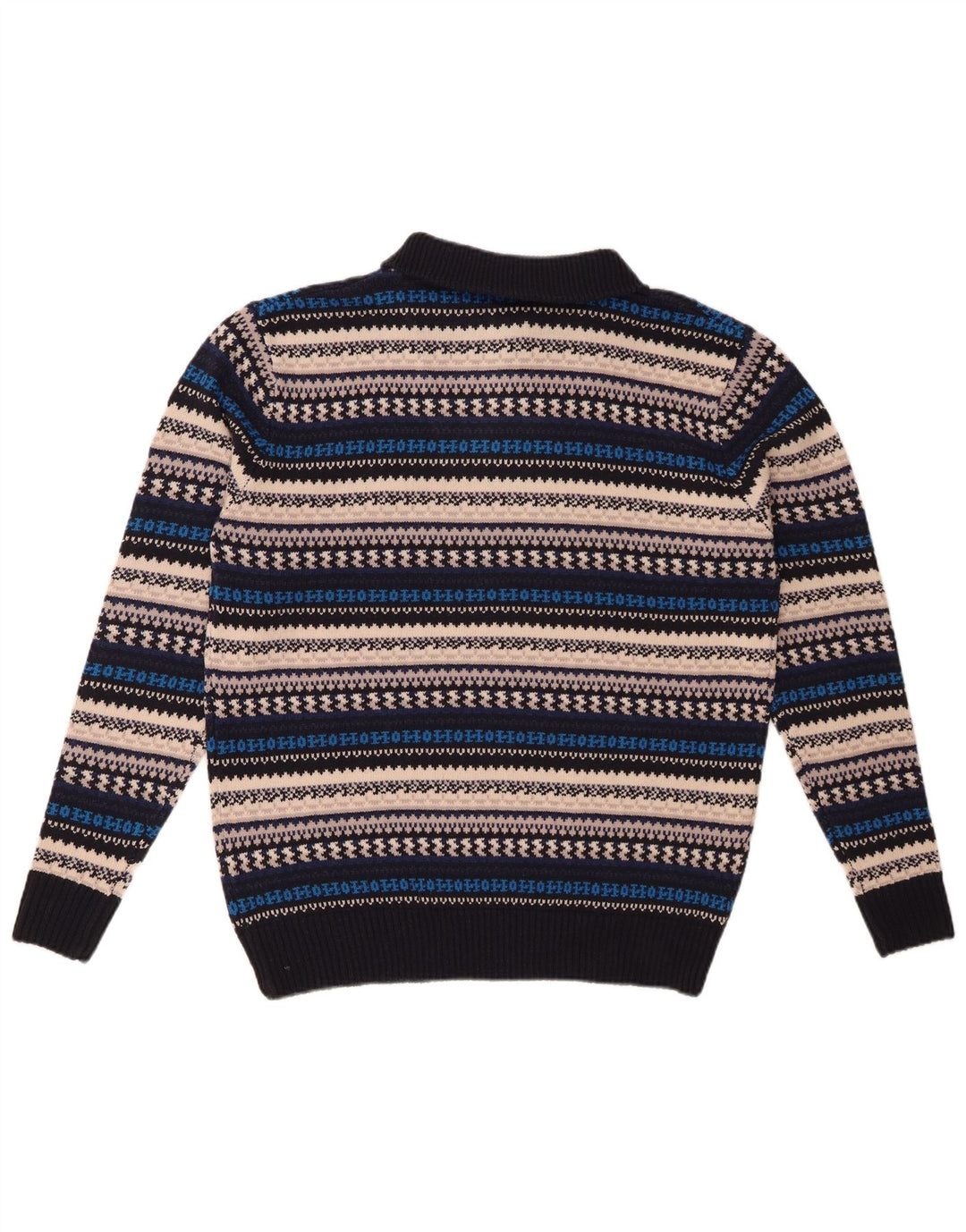 VINTAGE Ανδρικό πουλόβερ με φερμουάρ, μεσαίο πολύχρωμο ακρυλικό ριγέ