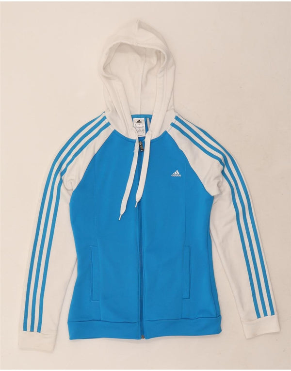 Γυναικείο πουλόβερ Adidas Climalite με φερμουάρ UK 8/10 Μικρό μπλε πολυεστέρας