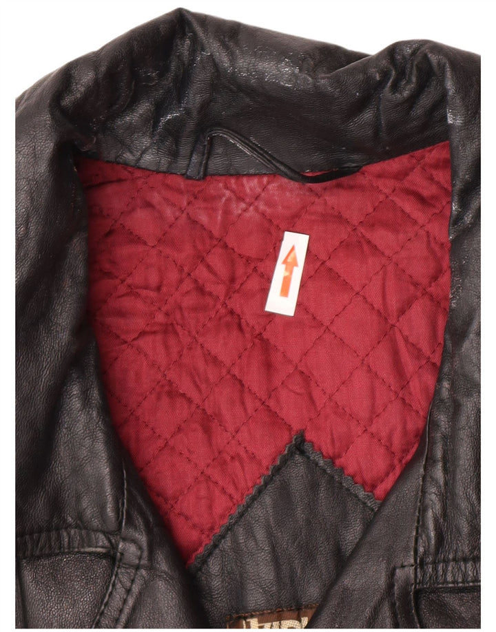 Vintage Ανδρικό Δερμάτινο Μπουφάν Biker IT 52 XL Μαύρο