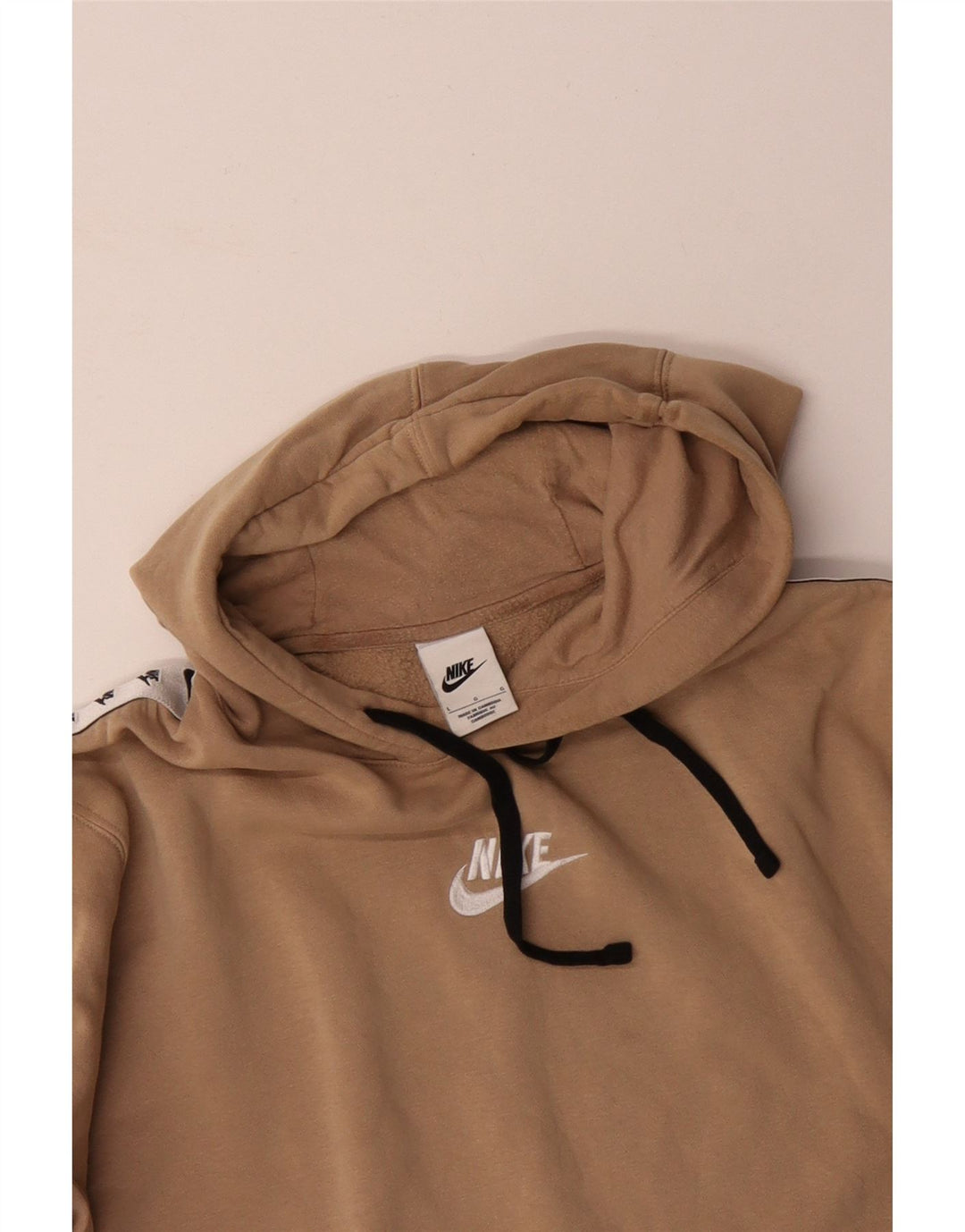 Ανδρικό γραφικό τζούμπερ με κουκούλα NIKE Μεγάλο μπεζ χρώμα, βαμβακερό