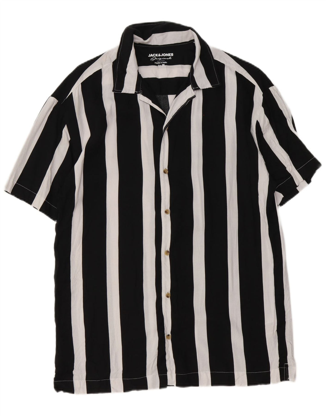 Jack & Jones Ανδρικό κοντομάνικο πουκάμισο μεσαίο μαύρο ριγέ βισκόζη